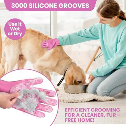 9PCS Pet Grooming & Bathing Kit with Storage Bag for Dogs & Cat (Pink)