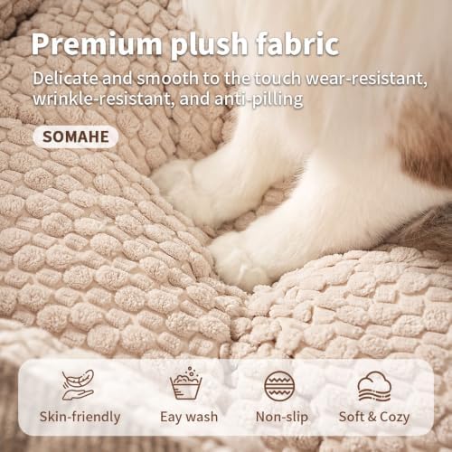SOMAHE Calming Oval Bolster Dog Bed, Washable Cover, Medium 30x24x7 Coffee