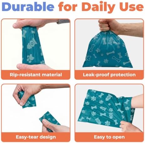 Best Pet Supplies Poop Bags for Dogs - Turquoise, 360 Count