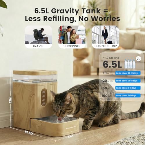 1.7 Gallon Automatic Dog Water Dispenser with Stainless Steel Bowl
