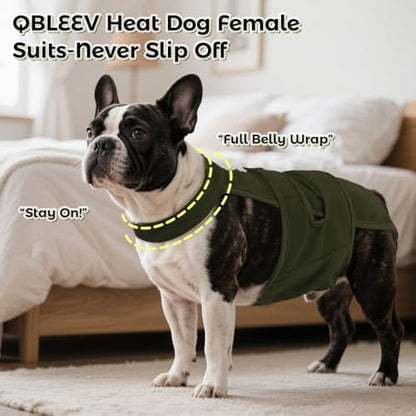 QBLEEV Female Dog Diapers with Adjustable Suspenders – Washable Sanitary Panties for Dogs in Heat or Incontinence, Escape-Proof Reusable Pet Period Underwear Onesie for Small to Large Breeds