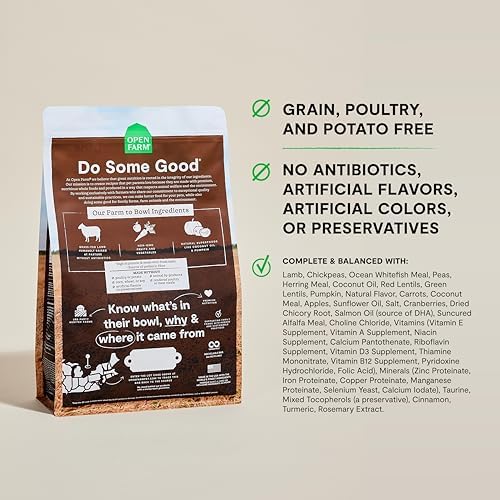 Open Farm Grain Free Dry Dog Food, Pasture Raised Lamb Kibble, 22lb Bag