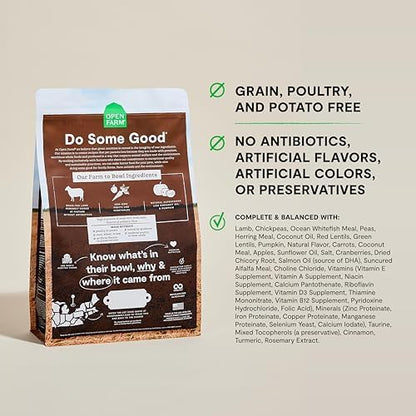 Open Farm Grain Free Dry Dog Food, Pasture Raised Lamb Kibble, 4lb Bag