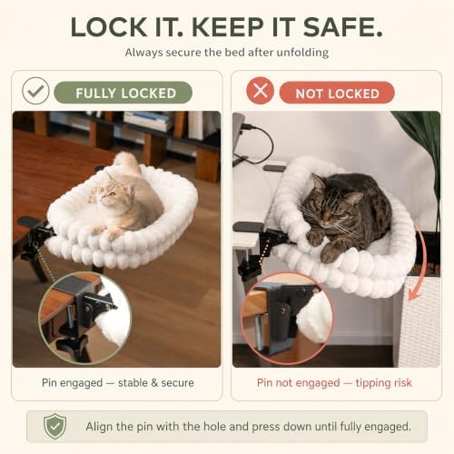 CHEERPALS Cloud Cat Bed Desk Mounted Hammock for Indoor Cats Perch Foldable