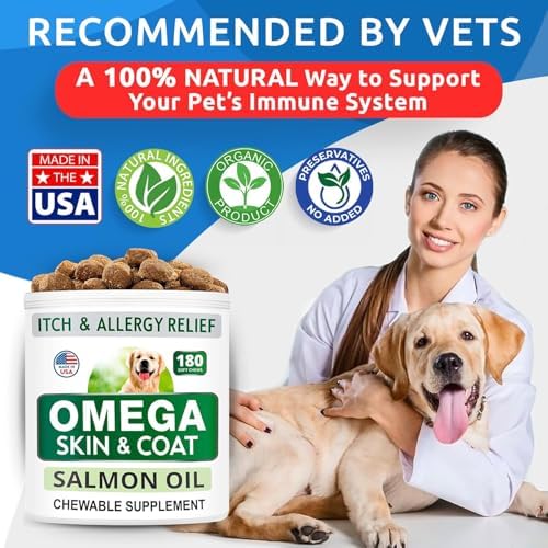 Omega 3 for Dogs - Fish Oil for Skin & Coat Health, Itch & Allergy Support