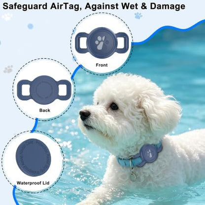 Airtag Collar Holder for Cats or Small Dogs, Waterproof, 1 Pack Navy Blue