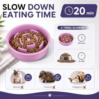 XIAZ Elevated Dog Bowls Large Breed Raised Dogs Bowl Stand Large/Medium Sized Dog Slow Feeder Dogs Bowls Food Water Stands 5 Heights Adjustable 9/11/12/14in Pet Feeder Dish Station