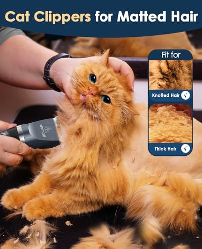 oneisall Quiet Cat Clippers for Matted Hair & Long Hair, Cat Shaver