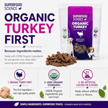 Organic Turkey Dog Treats Soft Chewy Jerky Small & Large Dog Training Bites
