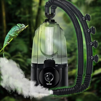 Coospider 3.8L Reptile Fogger Mister, Quiet Reptile Humidifier for Reptiles Tank, Terrarium Humidifiers, Reptile Misting System for Reptiles Amphibians Herps Vivarium (Dual Hose)