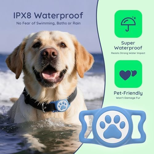 IP68 Waterproof Dog AirTag Holder for Dog Collar, Soft, Stretchy Silicone