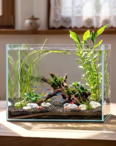 3 Gallon Nano Glass Fish Tank, Ultra-Clear Rimless Aquarium