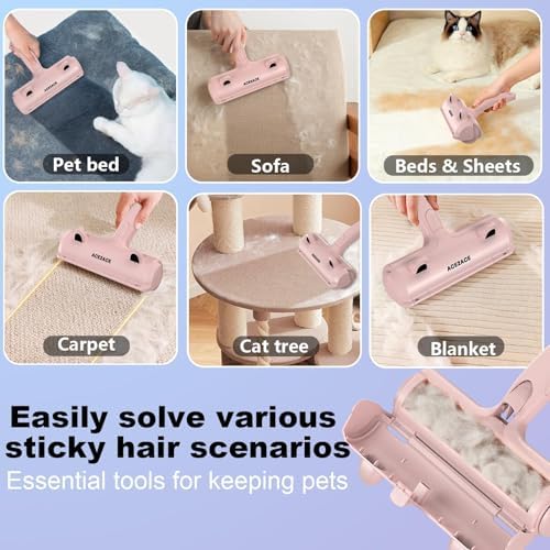 ACE2ACE Pet Hair Remover, Reusable Lint Roller for Cat and Dog Hair, Pink
