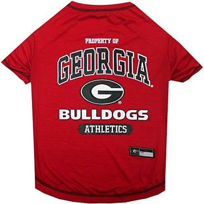 Pets First Collegiate Georgia Bulldogs Dog T-Shirt, X-Large. - Licensed Shirt for Pets Team Colored with Team Logos.- Premium Stretchable Materials for The Comfrot of Your Dog & Cat.