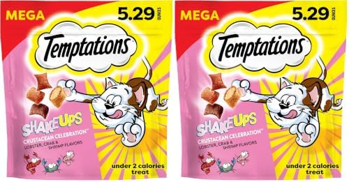 Temptations Cat Treats, Crustacean Celebration Flavor, 5.29 oz | Crunchy and Soft | Pack of 2 | ShakeUps