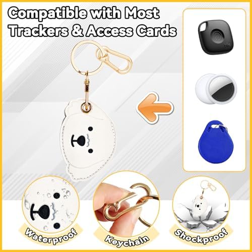 Leather Keychain Holder Case for AirTag, Cute Protective Cover for Apple Airtag KeyChain, GPS Tracker Item Finder