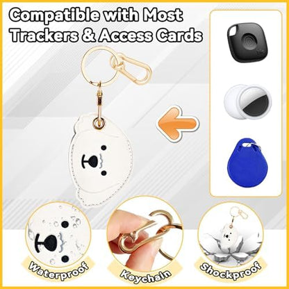 Leather Keychain Holder Case for AirTag, Cute Protective Cover for Apple Airtag KeyChain, GPS Tracker Item Finder