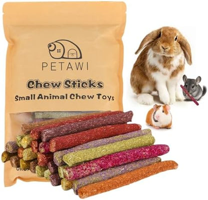 70PCS 10Flavors Bunny Chews Toys Sticks, Rabbit Toys for Bunnies Boredom, Guinea Pig Chinchilla Bunny Treats For Rabbits Timothy Hay Sticks For Chinchilla Guinea Pig Rabbit Bunny Indoor Outdoor