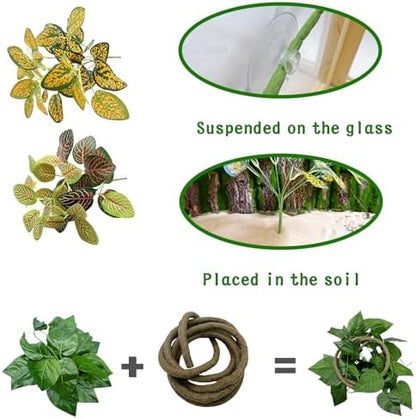 Tfwadmx Reptile Plants Decor,Bearded Dragon Hammock Vine Tank Accessories