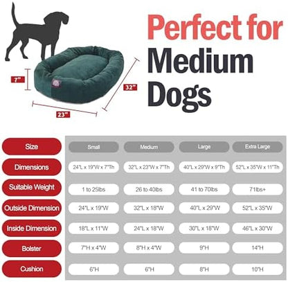 Majestic Pet Micro Velvet Dog Bed, 32 Inch Medium, Round, Washable, Marine