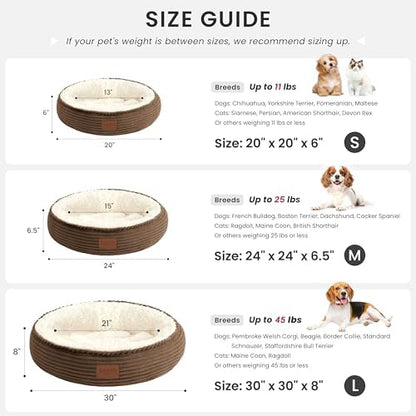 Love's cabin Round Donut Cat and Dog Cushion Bed, 30in Pet Bed for Medium or Large Dogs, Anti-Slip & Water-Resistant Bottom, Soft Durable Fabric Pet Beds, Washable Calming Cat Bed, Dark Brown