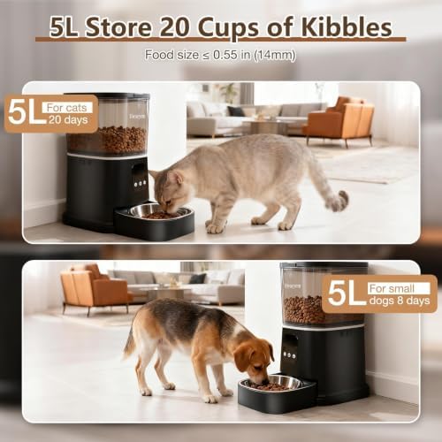 Automatic Cat Feeders with App Control, 5L/28 Cups Smart Pet Feeder