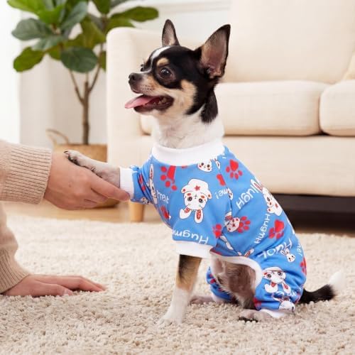 XPUDAC 4 Pieces Dog Pajamas for Small Dogs Pjs Clothes Puppy Onesies for Doggie Duck Shirts Sleeper for Pet Cats Jammies-S