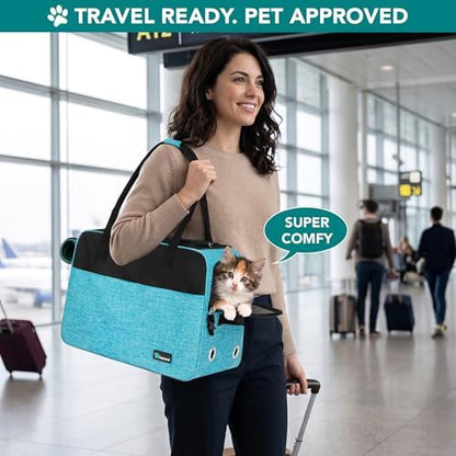PetAmi Small Dog Purse Carrier with Pockets, Airline Approved, Turquoise