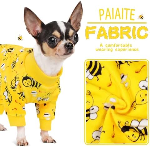 Paiaite Dog Pajamas Onesie: Comfortable Four-Legged Apparel for Small, Medium, & Large Dogs, Polyester Material for Comfort, Wrinkle Resistance, Moisture Wicking, Stretchiness Cute Bee Pink XS