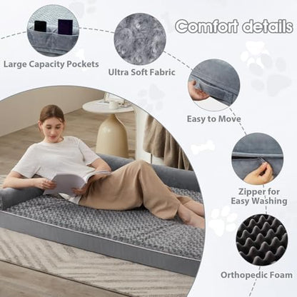 BFPETHOME Orthopedic Washable Human Dog Bed for Adult & Dog Cozy Sleep