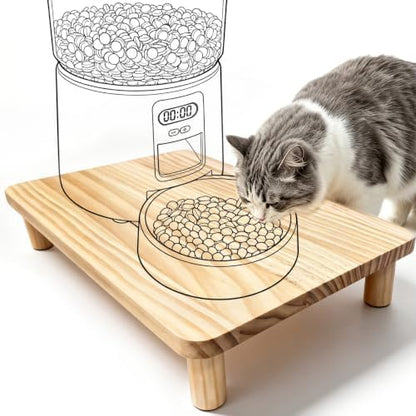 SZEE Cat Food Stand, Elevated Cat Feeder Stand for Automatic Feeder & Bowls