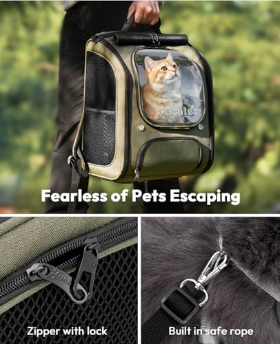 Pecute Cat Backpack Carrier,Large Space Cat Bubble Backpack,Ergonomic,Green