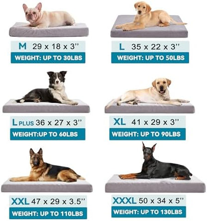 WATANIYA PET Cooling Dog Bed - Memory Foam Washable with Waterproof Liner and Cooling Gel Mattress, Fits up to 70 lbs Pets