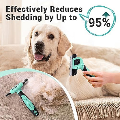 MIU COLOR Pet Grooming Brush, Deshedding Tool for Dogs & Cats, Spring Green