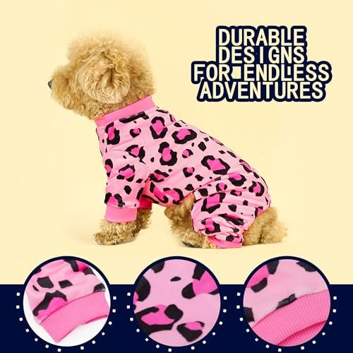 Paiaite Dog Pajamas Onesie: Comfortable Four-Legged Apparel for Small, Medium, & Large Dogs, Polyester Material for Comfort, Wrinkle Resistance, Moisture Wicking, and Stretchiness Pink Leopard XXL