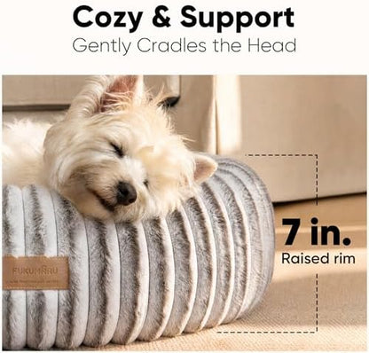 FUKUMARU Small Dog Bed, 25" Orthopedic Dog Bed for Puppies, Donut Cat Beds