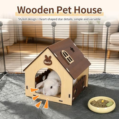 Wooden Guinea Pig Hideout Bunny House Rabbit Bed – Small Animal Habitat