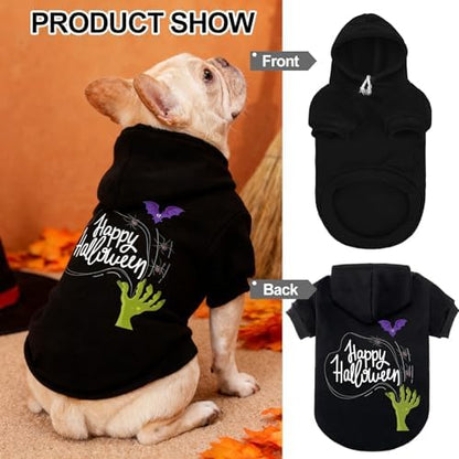 EXPAWLORER Dog Hoodies for Small Medium Large Dogs,Halloween Theme Black M