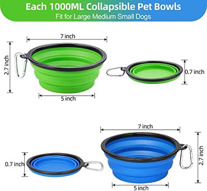 Kytely Large Collapsible Dog Bowls 2 Pack, 34oz Foldable Dog Travel Bowl