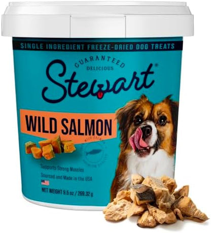 Stewart Freeze Dried Dog Treats, 100% Wild Salmon, 9.5 oz Tub