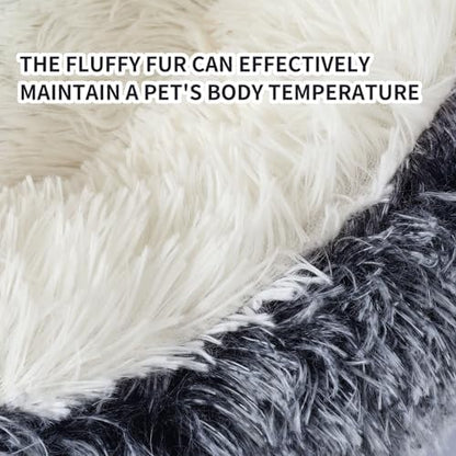 Hooded Donut Dog Bed, Self-Warming Cat Cave for Puppies & Kittens