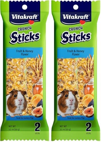 Vitakraft Guinea Pig Fruit & Honey Treat Sticks, 3.5 Ounce, Enriched Snack with Wooden Chew Core for Dental Health, 2 Count (Pack of 2)