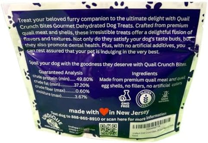 Undique Quail Crunch Bites: Gourmet Dehydrated Dog Treats with Quail Meat & Shells | Premium Healthy Dog Treats for Training | Organic Ingredients for a Happy Palate