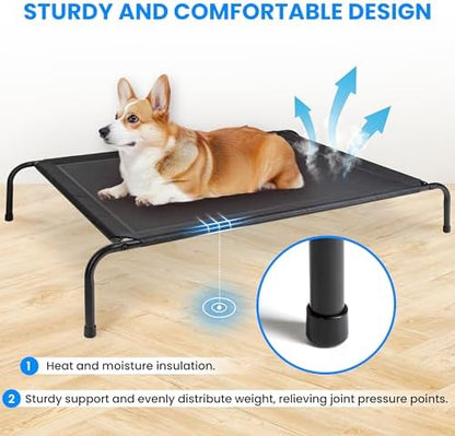 Simple Deluxe Cooling Elevated Dog Bed, Raised Portable Dog Cots Beds No-Slip Feet Durable Portable Indoor & Outdoor Pet Hammock Bed, 49x31.5x8 Inch, Black