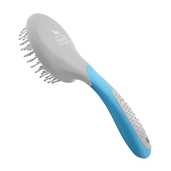 Harrison Howard Horse Mane and Tail Brush - Professional Grooming Brush, Equestrian Detangler, Non-Slip, Light Blue