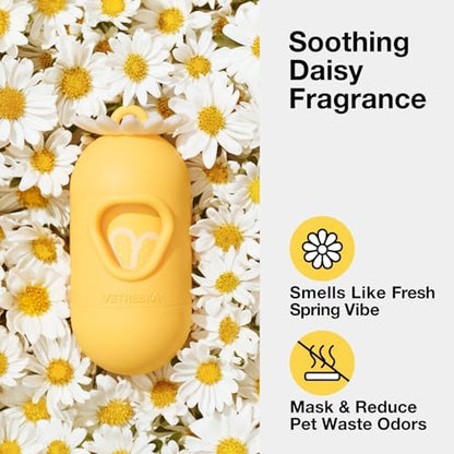 VETRESKA Dog Poop Bag Dispenser with Daisy Scented Waste Bags, 105 Counts