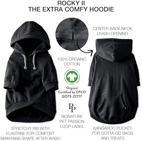 Pet Passion Rocky II Dog Hoodie, Black, Medium
