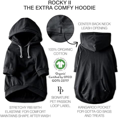 Pet Passion Rocky II Dog Hoodie, Black, Medium