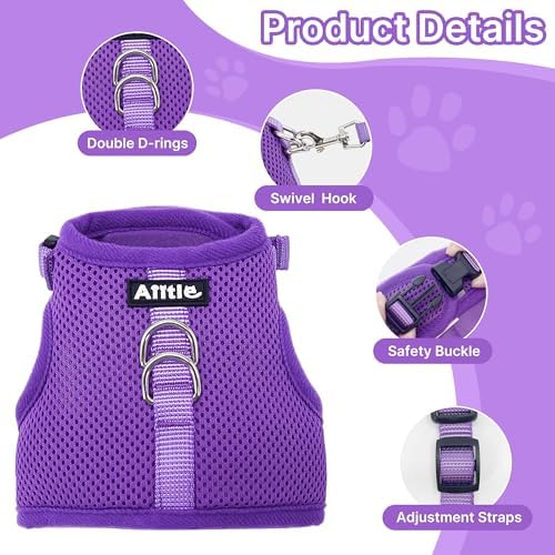 AIITLE Adjustable Rabbit Harness and Leash Set Escape Proof, Purple M