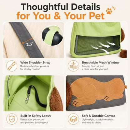 Lion Cat Carrier for Small Cats & Puppies, Canvas Pet Sling Bag